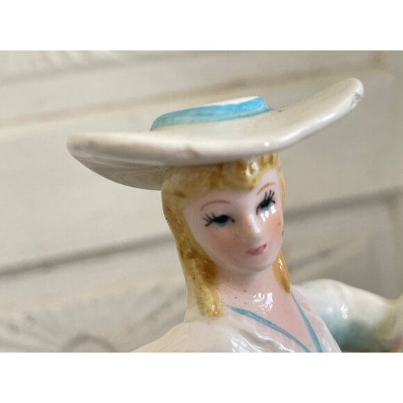 Vintage LEFTON Southern Belle with Flower Basket PLANTER #30008 6 1/2 - Picture 10 of 10